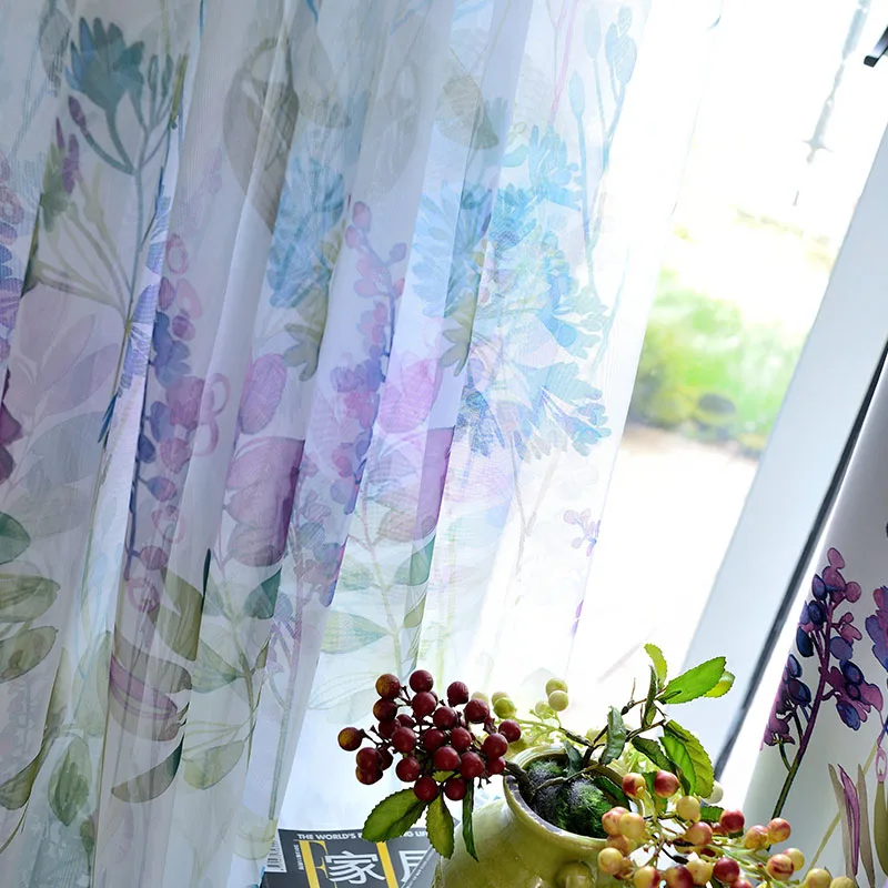 Американский стиль фиолетовый цветочный затемненные шторы для гостиной спальни кухни Cortinas печатные пасторальные оконные шторы