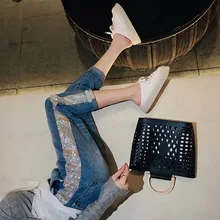 Дизайн,, женские джинсовые штаны, весна-осень, светильник, синие женские брюки, облегающие, на талии, повседневные, для студентов, джинсы, летние