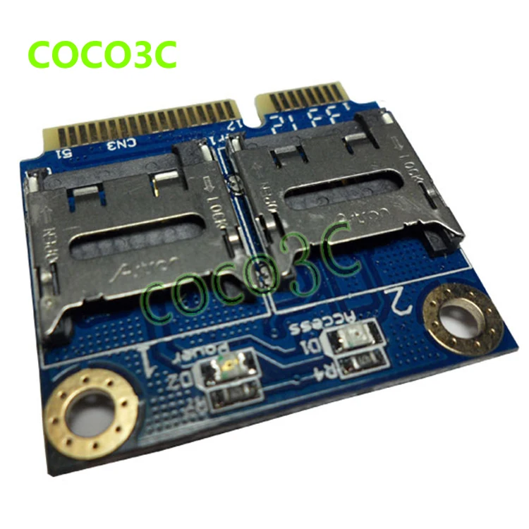 Free shipping 2 SSD HDD for Laptop Dual Micro SD SDHC SDXC to Mini PCIe