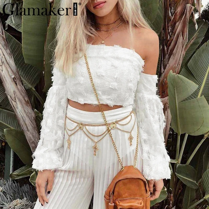 

Glamaker Sexy tube top lace tank top women tops Fashion off shoulder camisole sexy top femme Streetwear cami crop top female