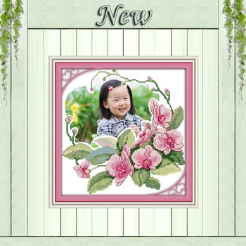 

Photo frame flowers diy painting counted printed on canvas DMC 14CT 11CT DMC chinese Cross Stitch Embroidery kits Needlework Set