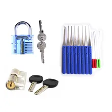 Практика слесаря Набор инструментов 1 шт. прозрачный висячий замок+ 1 шт. AB Kaba замок+ 12 шт. сломанный ключ экстрактор инструменты