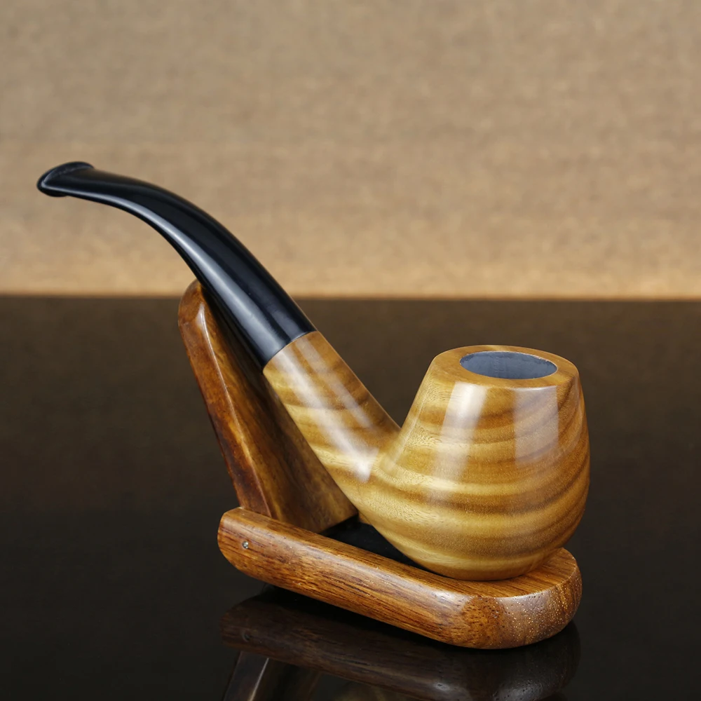 

High Quality Smoking Pipe Classic Bent Wooden Pipe 9mm Filter Green Sandal Wood Pipe free tools Tobacco Pipe Smoke Accessory