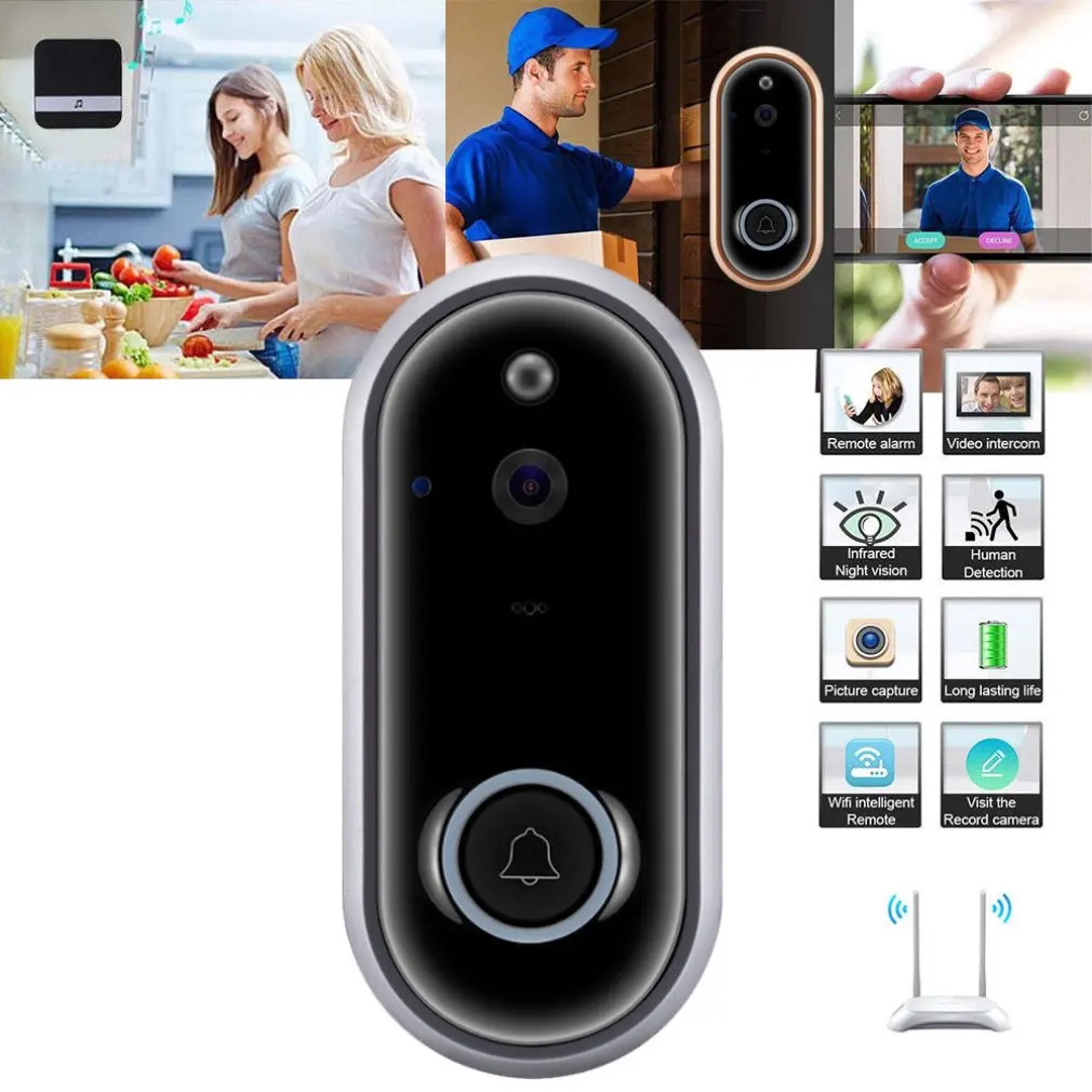

720P Wireless Doorbell Camera WiFi Video Door Intercom IR Security Bell Phone