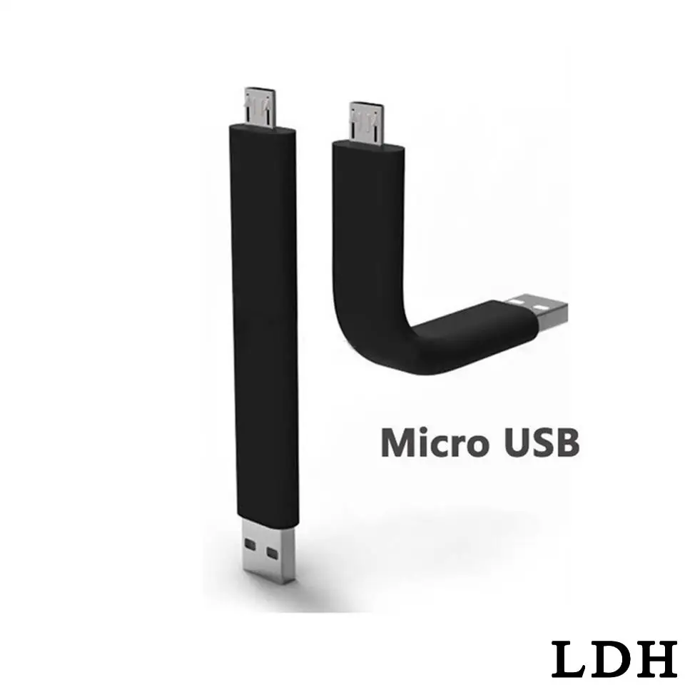 Flexible Short mini 8Pin Micro USB Cable Charger Holder Data Sync bend Wire For iPhone 5/5S/6S/6/7 Plus Android for Samsung