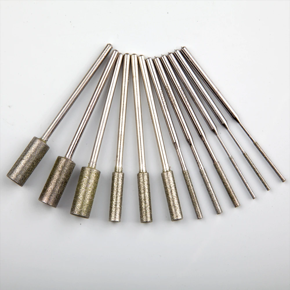 Ultra-long shank Emery diamond grinding burr dremel tools polishing abrasive bits peeling grinding bits 1.5-8mm for dremel