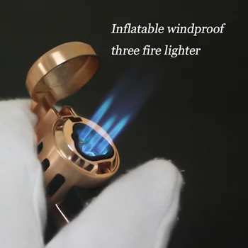 

Powerful 1300 C Kitchen Butan Triple Torch Turbo Lighter Spray Gun Jet Pipe Gas Cigarette Windproof Cigar Lighter Man Gadgets