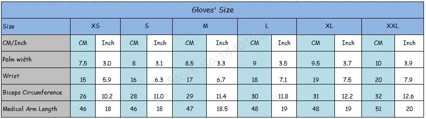 gloves size