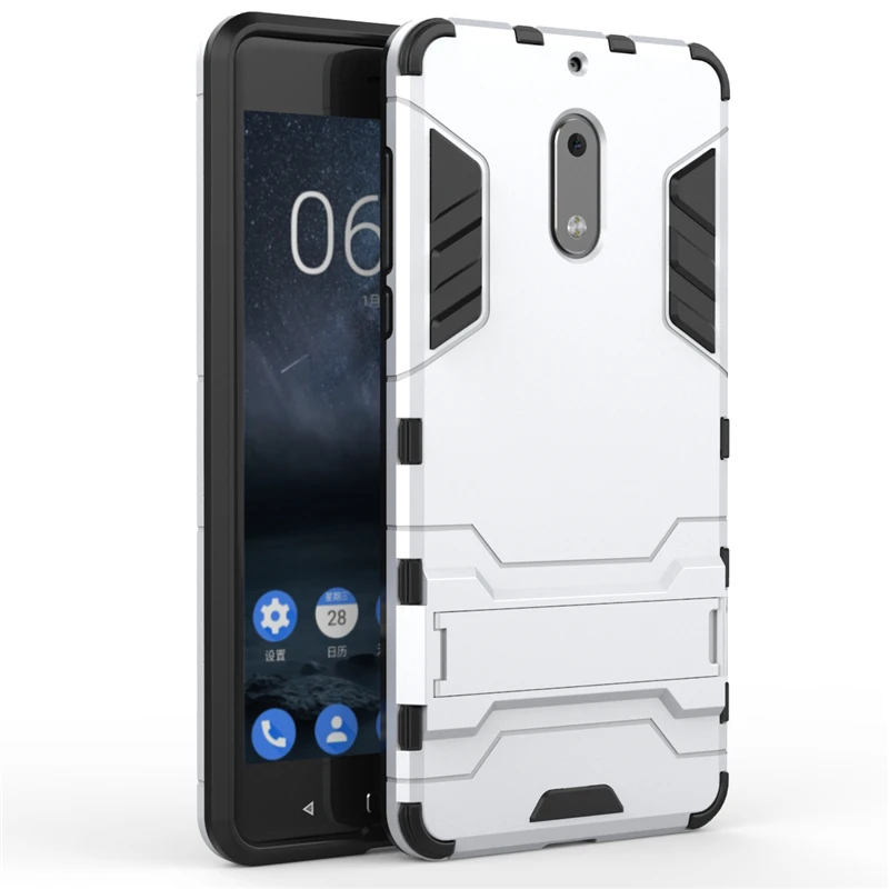 2 in 1 Hard PC+Soft Silicone TPU Rugged Rubber Kickstand Case For Nokia 6 Six Matte Armor Shockproof Phone Holder Cover Shell (9)