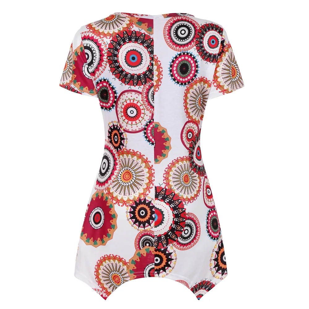 

SAGACEC female blouses 2019 Women's Short Sleeve Swing Tunic Summer Floral Flare Tee Top Blouse Shirt blouse women high quality