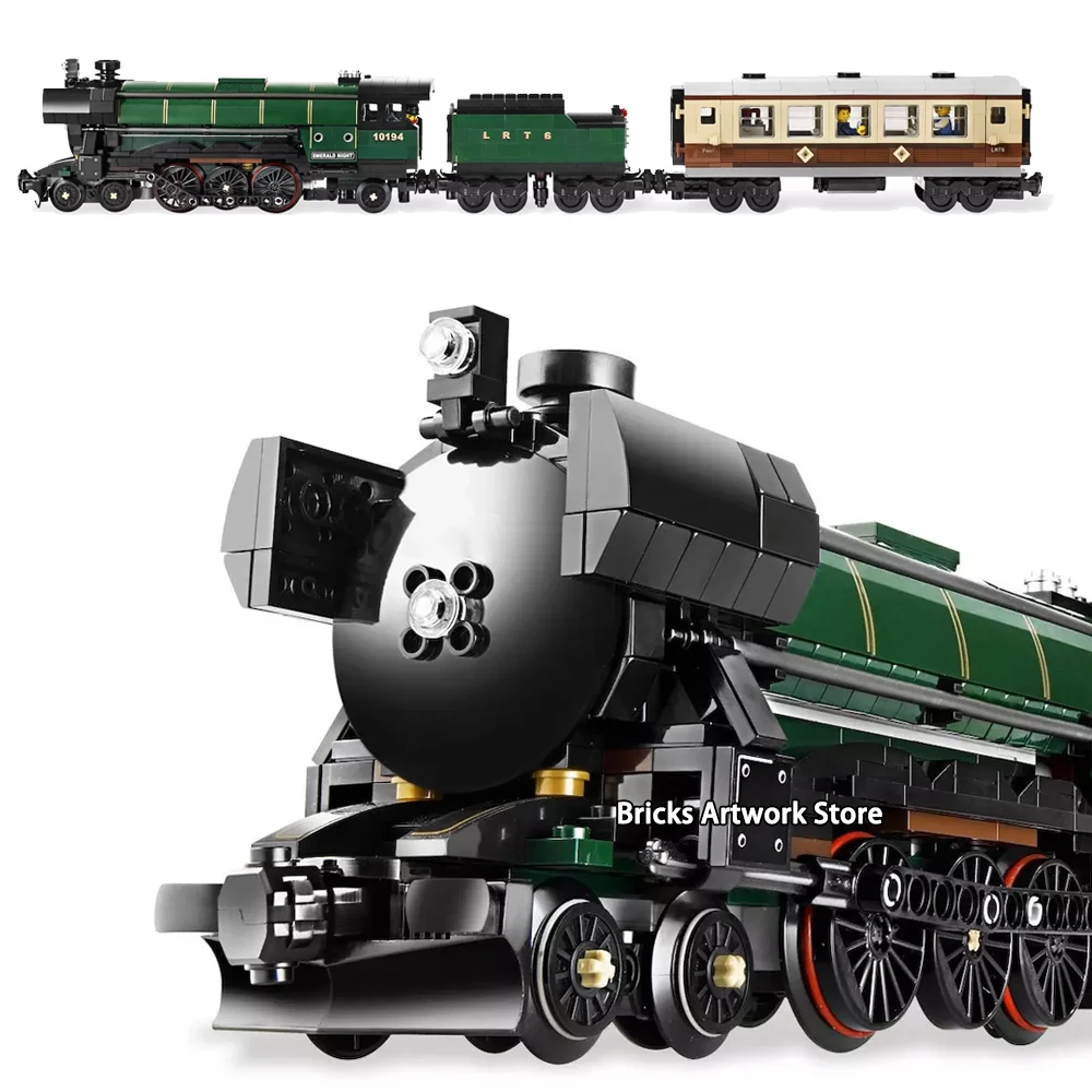

Technic Series Emerald Night Train Set Minifigs Figures 1085Pcs Building Blocks Toys Kit For Kids Boys Gifts Fit Legoness 10219