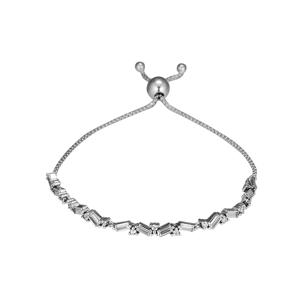 

Pandulaso Glacial Beauty Sliding Bracelet 925 Sterling Silver Jewelry For Women Bracelet DIY Jewelry Fit European Beads