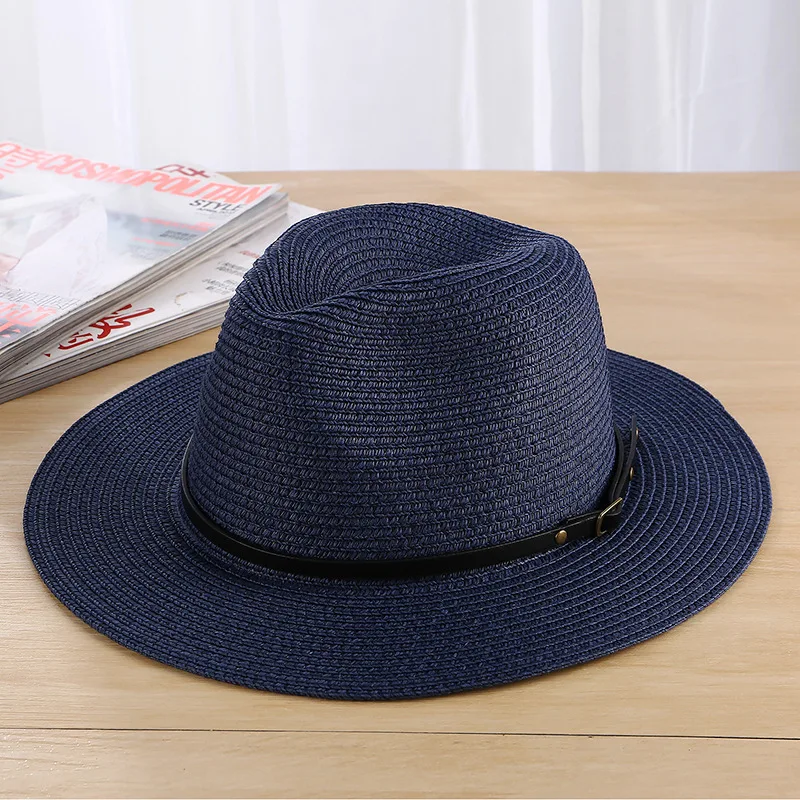 Classic Women Men Summer Toquilla Straw Sun Hat For Elegant Lady Wide Brim Homburg Fedora Sunbonnet Beach Sunhat Panama Cap