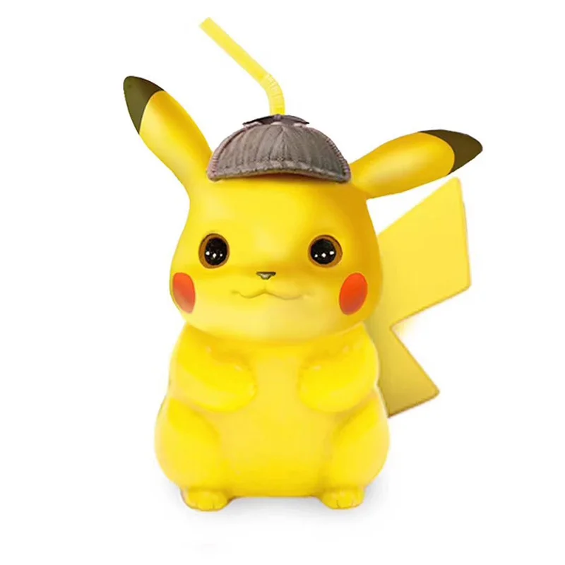 

Detective Pikachu Cosplay Prop Pokemon Styling Water Cup Tritan Straw Drinks Water Bottle Straw Cups Cute Anime Gifts Wholesale