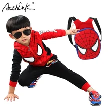 ActhInK/Новинка года; детский спортивный костюм «Человек-паук» со школьной сумкой; Модный весенний хлопковый спортивный костюм «Человек-паук» для мальчиков; Спортивный комплект для девочек; C171