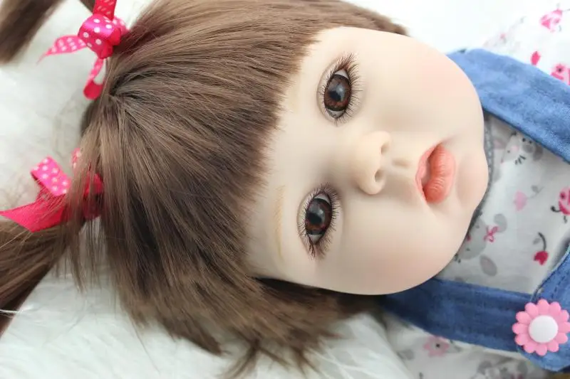 22 New arrival rooted brown fiber hair Handmade Silicone adora Lifelike Brinquedos Baby Bonecas Bebe Reborn