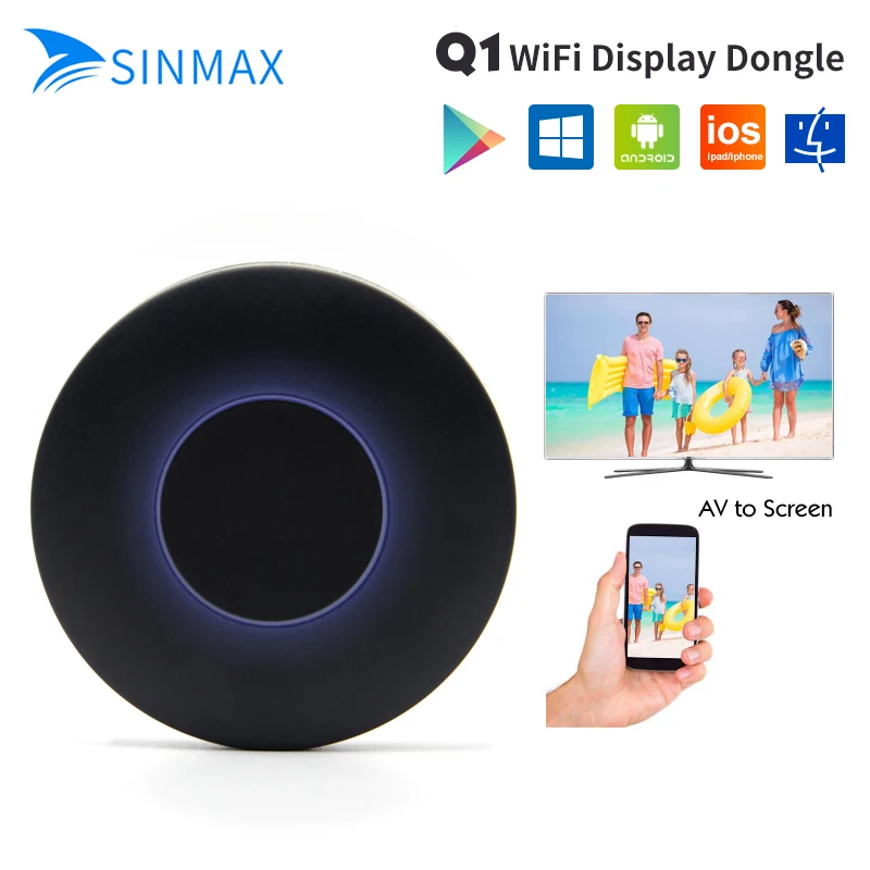  HD + uscita AV Q1 Mirroring Dongle wifi display del ricevitore Android TV bastone HDMI + USB + Audi