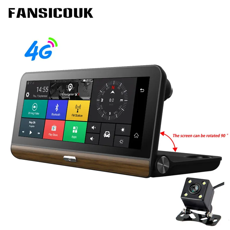 FANSICOUK 7.86'' 4G Android 5.1 GPS Navigation Dash Cam 1080P WIFI ADAS Dual lens Car DVR Auto Registrar Rear View Camera X5N