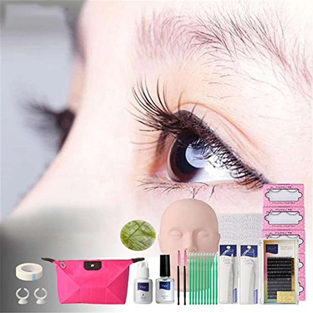 False Eyelashes Extension Practice Exercise Kit Makeup Mannequin Head Set Grafting Eyelash Tools Kit Practice Eye Lashes Graft6