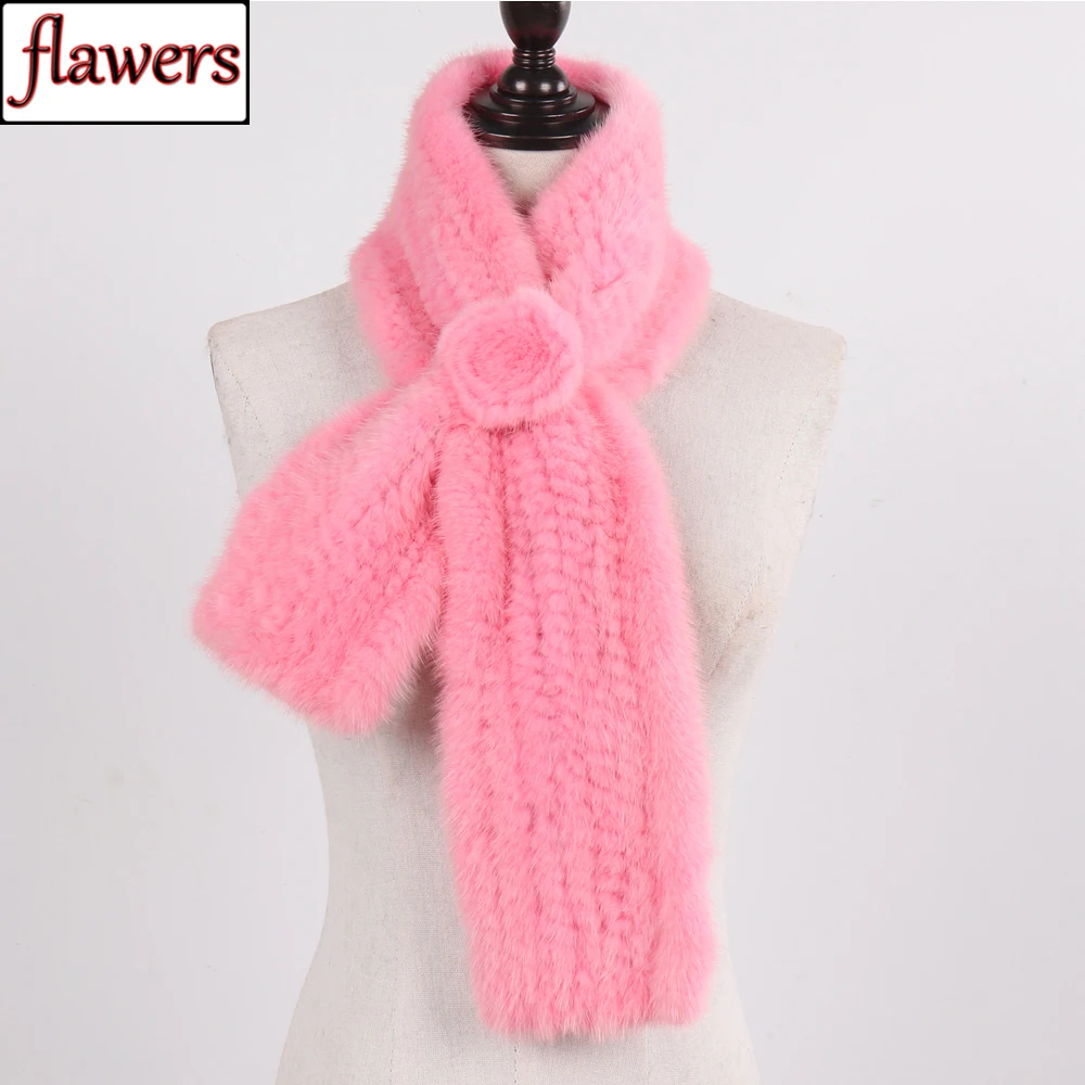 

2019 Lady Winter Knit Real Mink Fur Scarves 100% Natural Warm Mink Fur Muffler Women Fashion Good Quality Real Mink Fur Scarfs