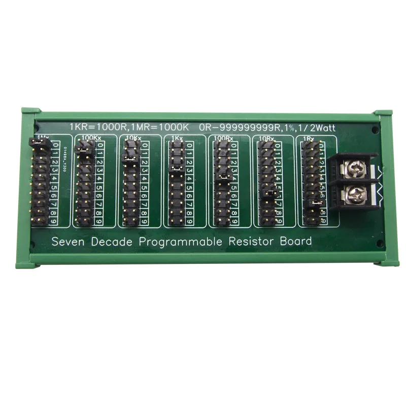 1R 9999999R Seven Decade Programmable Resistor Board, Step 1R, 1, 1/2 Watt, DIN rail mount