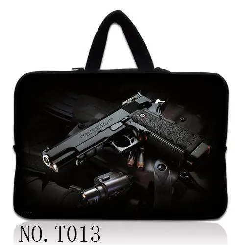 Черный пистолет разные дизайны 15 "15,5" 15,6 "Ноутбук неопрена Мягкая рукава сумка Обложка + ручка