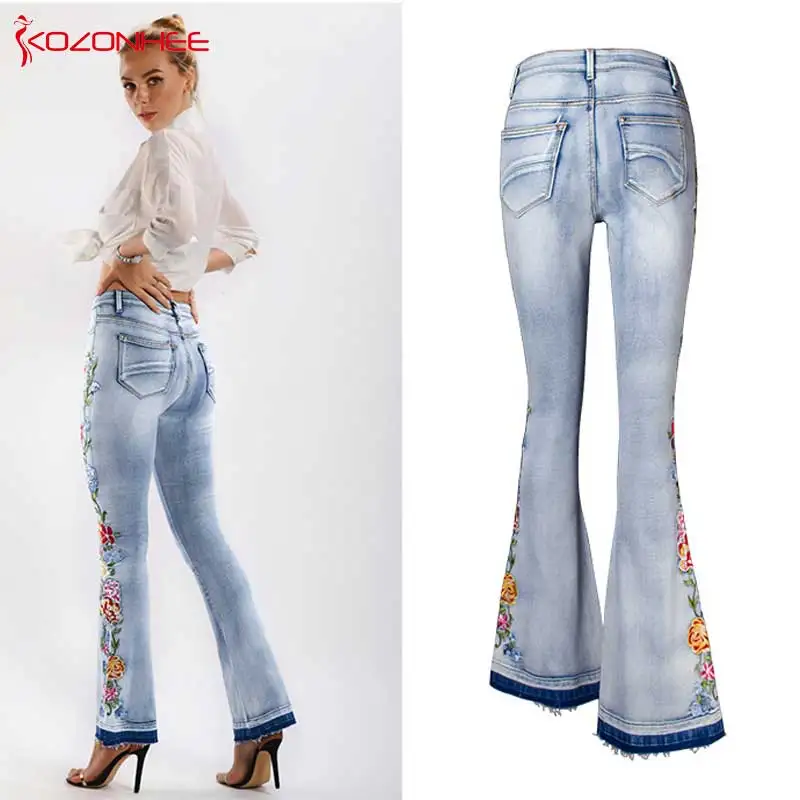 Bordir Tanggal Rilis Hem Flare Jeans 