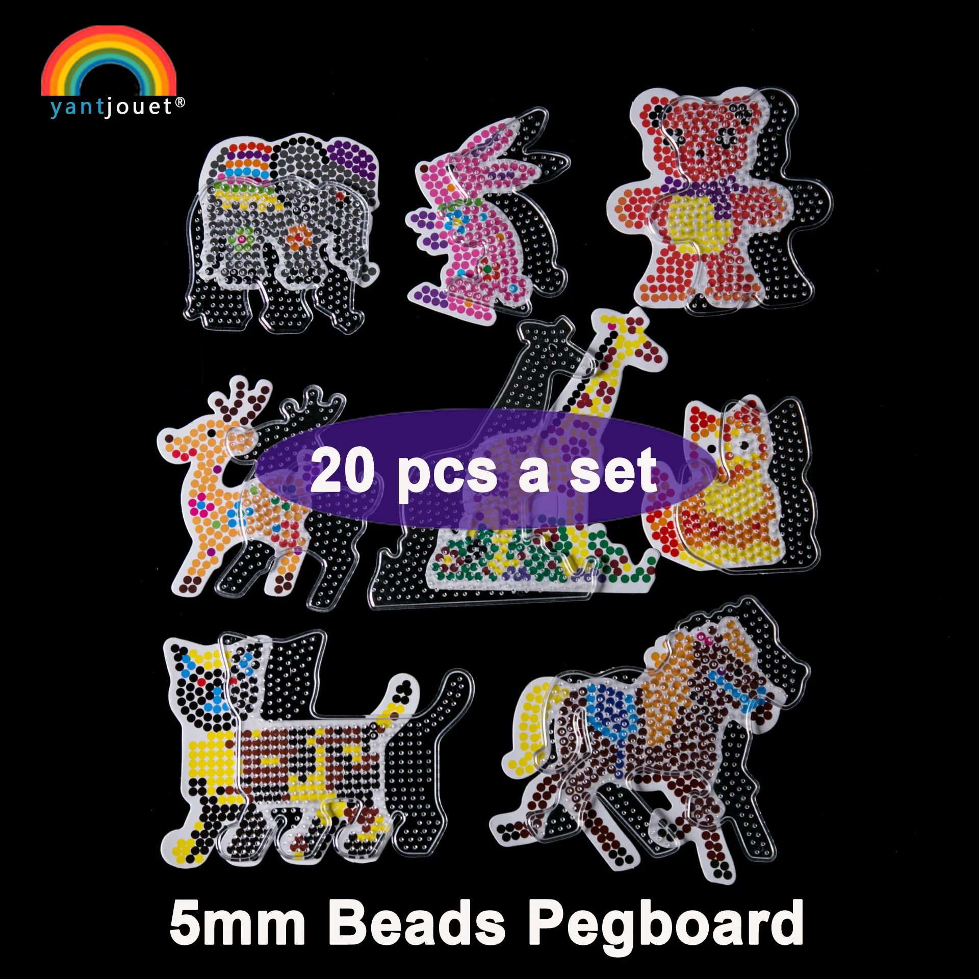 

YantJouet 5mm Hama Beads Pegboard 20pcs/set Whale Transparent Template Board DIY Figure Material Board Perler Beads For Children