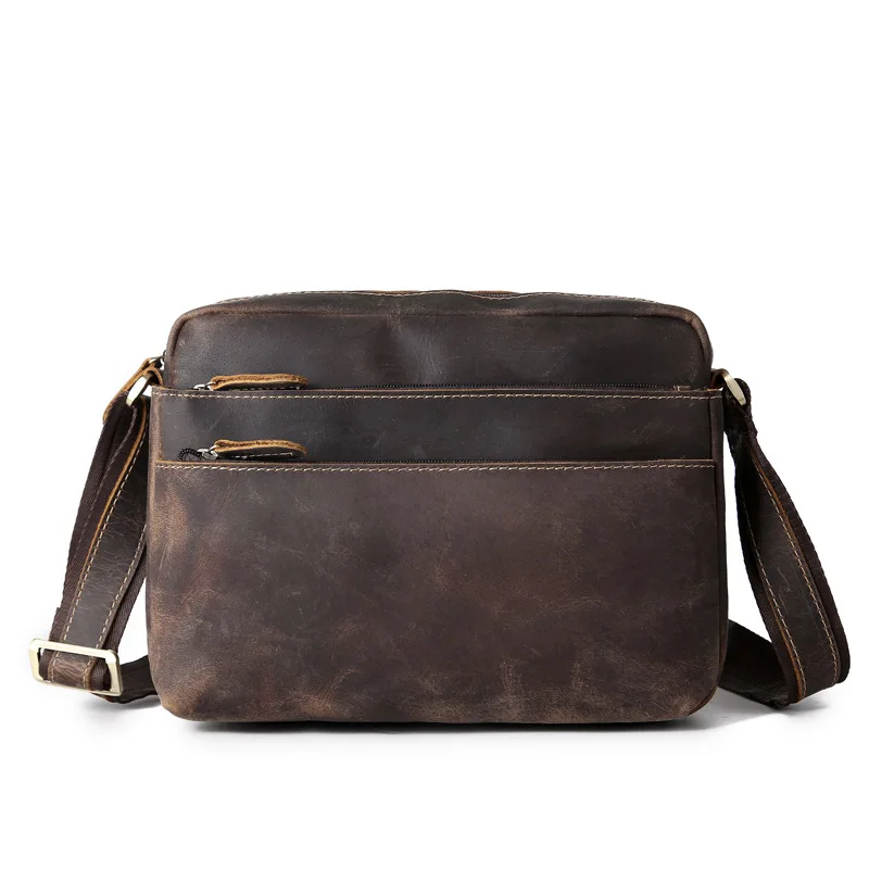 

Messenger Bag Men Genuine Leather Real Cow Leather Flap Man Vintage Designer Handbag Student Bag For Tablet Laptop