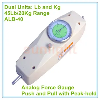 

ALB-40 45Lb/20Kg Analog Push and Pull Force Gauge Lb/Kg Units with Peak-hold Function