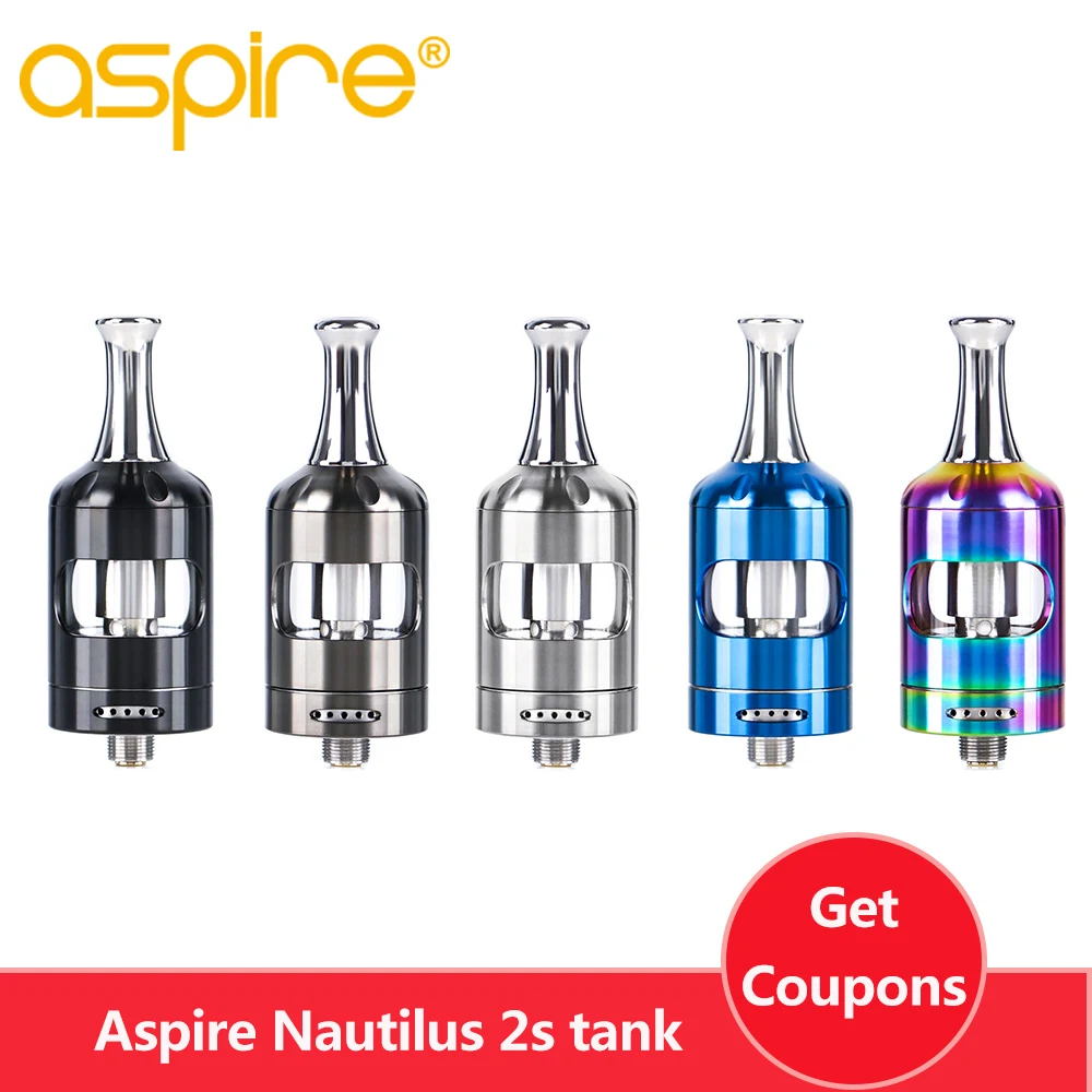 

Free gift Aspire Nautilus 2s tank 2.6ml Atomizer Top filling MTL E Cigarette Tank 0.4/1.8ohm Nautilus BVC Coil 510 Vaporizer