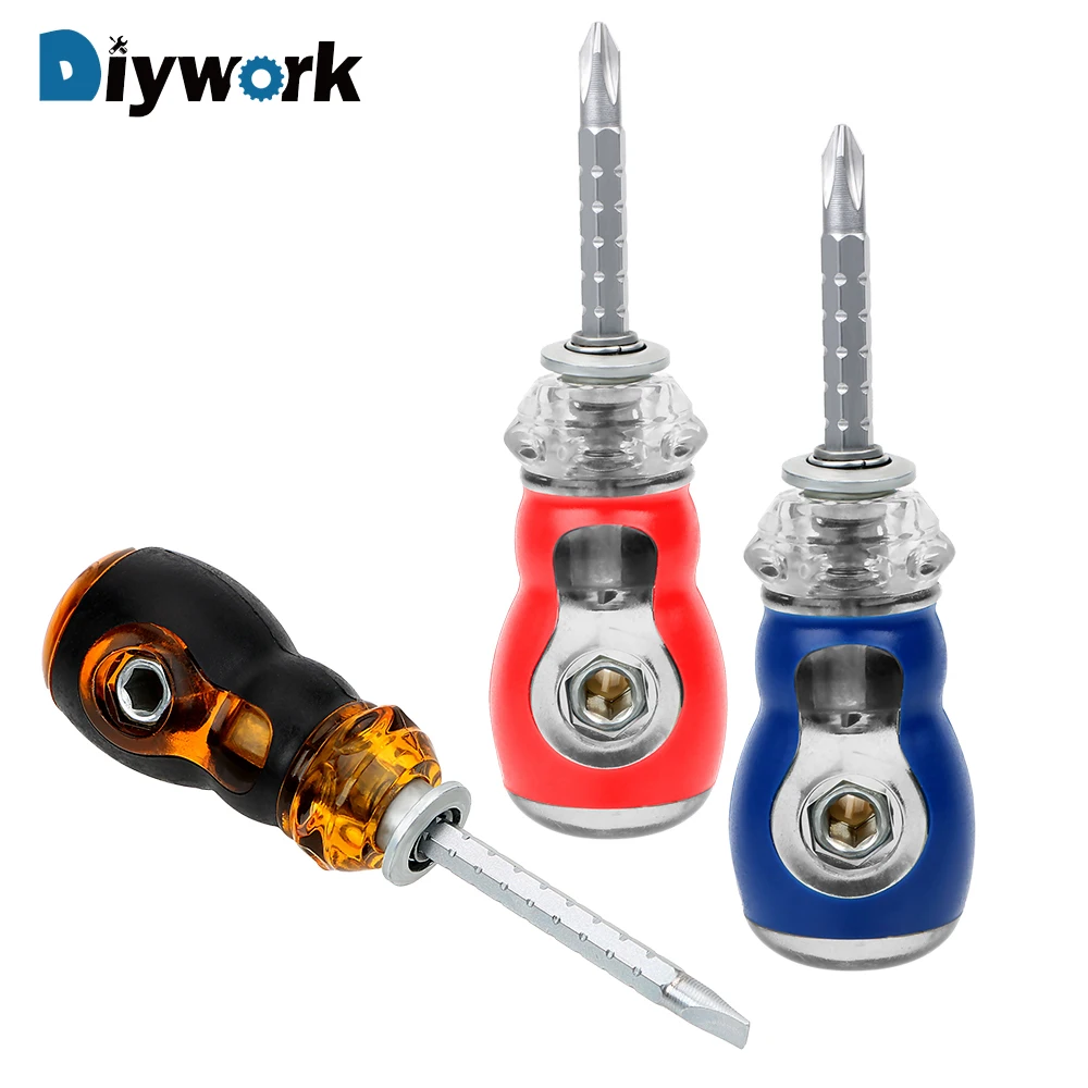 

DIYWORK Double End Screwdriver Utility Hand Tools Flat Phillips Screw Driver Telescopic Dual Use