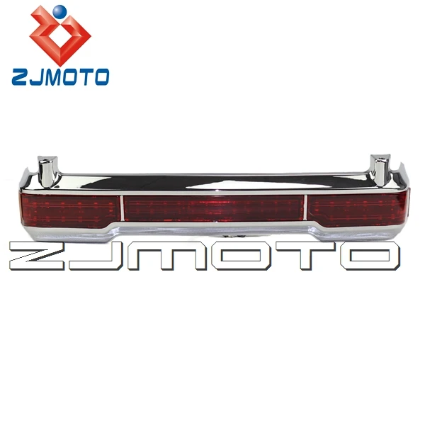  ZJMOTO Chrome ABS Plastic LED Tail Brake Running Light For Harley Classic Ultra King Tour Pack - 32634474101