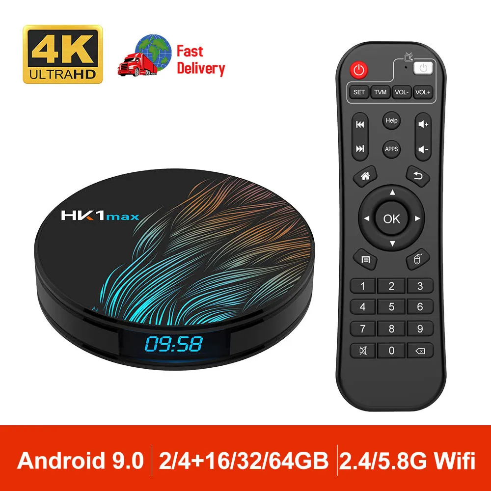 HK1 Max Smart TV Box Android 9 0 4 Гб 64 RK3328 1080p 4K Wifi Google Play медиаплеер tv box