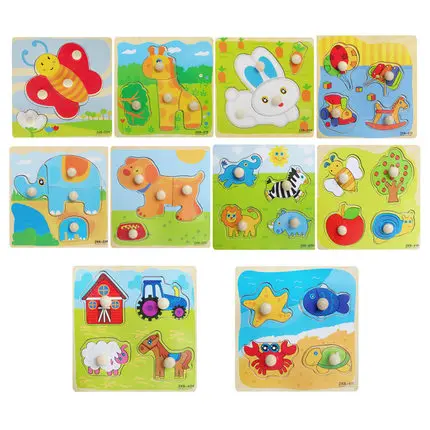 LUNZAITOYS Small Wooden Animals Cartoon Grab Peg Knob Puzzles Toy 14.514.80 (2)