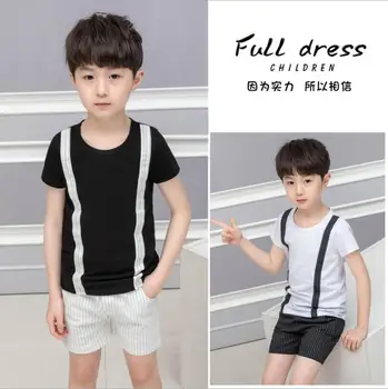 

Boys'cool and breathable new striped shorts suit for summer 2019 Children's fashionable two-piece suit + Gift Beach Shorts