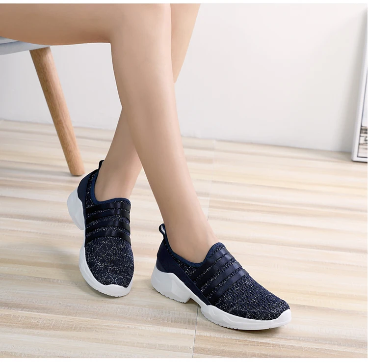 Летняя модная женская обувь на плоской подошве; Повседневная дышащая обувь из сетчатого материала; кроссовки без застежки; zapatillas mujer; Размеры 35-42