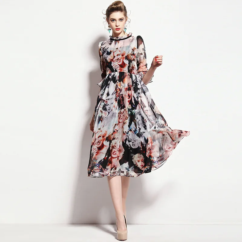 Summer Style Qin Peier Brand Agent Spring And Lotus Sleeve Summer Style Qin Peier Brand Agent Spring And Lotus Sleeve Art Print Dress Marilyn Monroe Q150225 In Dresses From Women S Clothing