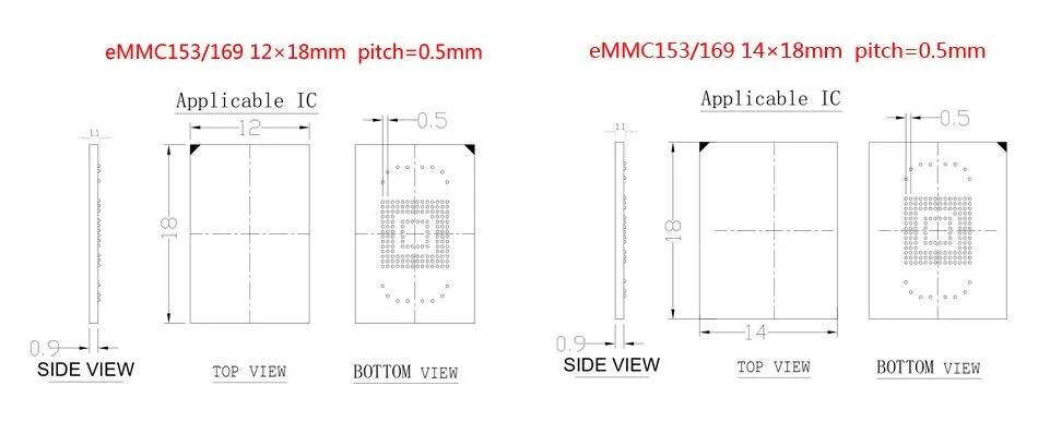 3 в 1 emmc153/169 emcp162/186 emcp221 Тесты Гнездо Reader bga153 bga169 bga162 bga186 bga221 восстановления данных 11.5x13 мм 12x16 мм