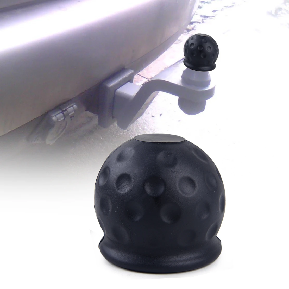 beler Car Rubber Black 50mm Tow Ball Towball Protector Cover Cap Hitch Caravan Trailer
