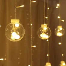 Прозрачный шар с шариками, цветной светодиодный световая завеса, украшения для помещений, праздник, мерцающий дисплей, окно, сказочные огни, H-31