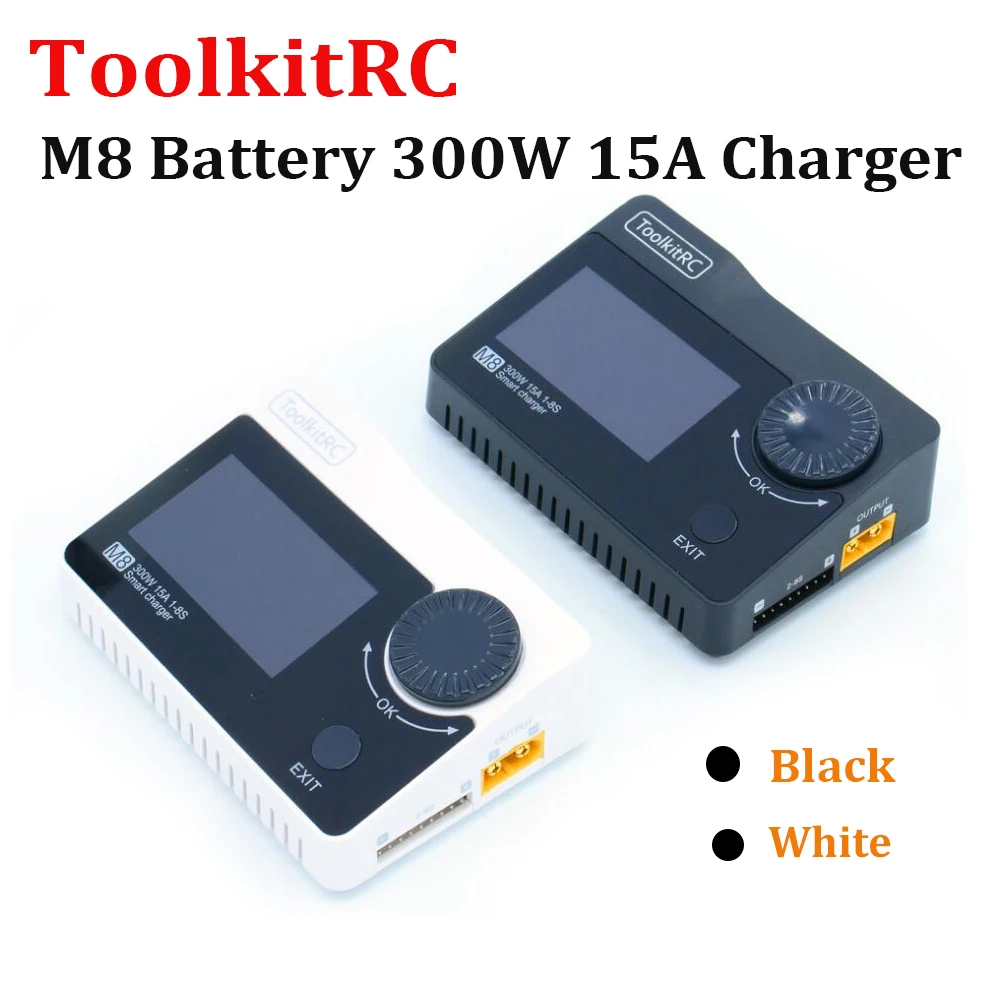 

ToolkitRC M8 Battery 300w 15A Charger , Cell checker ,Servo Tester , Receiver tester & Variable DC Output controller 1-8S for RC
