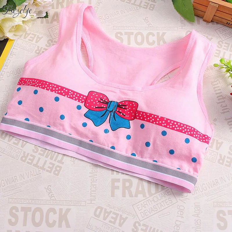 Bow Kids Training Bra For Girls Summer Short Vest For Sport Teenage Underwear Cotton Girls Training Bra 10 Colors Kids Bra