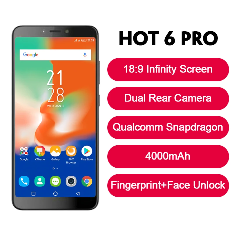 Global Version Infinix HOT 6 PRO SmartPhone 32G 3G Dual Rear Camera Qualcomm Snapdragon 6.0\