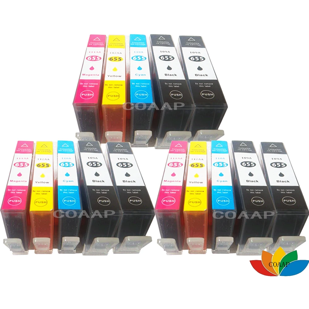 15 pack Compatible HP655 HP 655 XL ink cartridge deskjet 3525 4615 4625 5525 6525 with chips-in