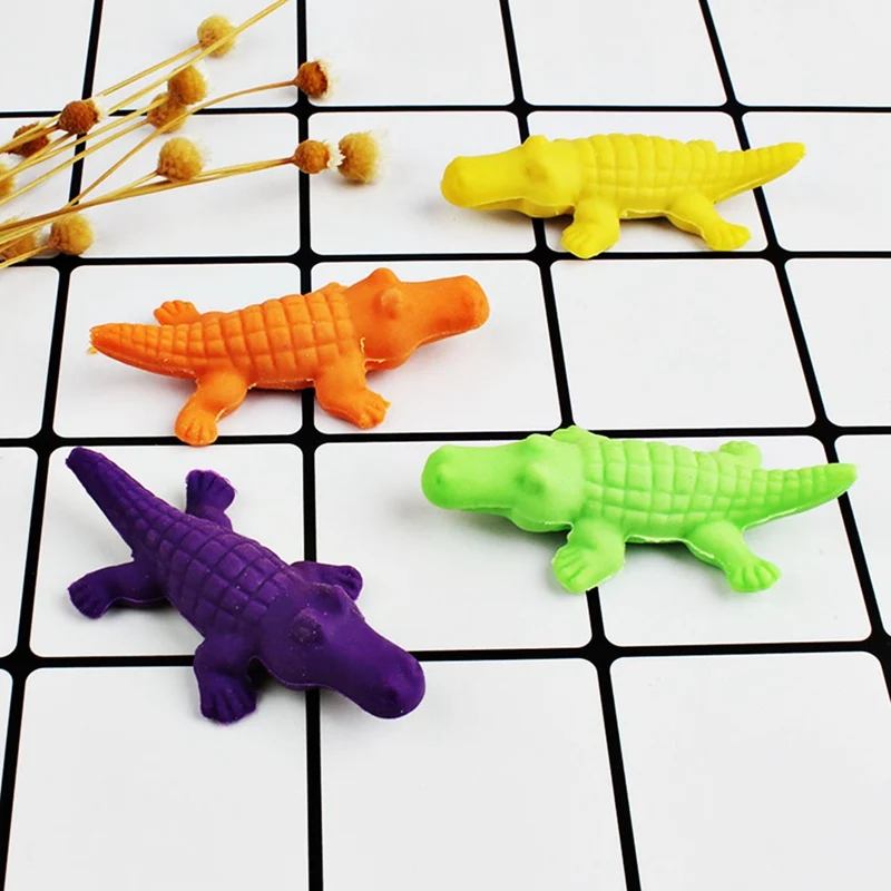 

4 Pcs/lot Creative Crocodile Dinosaur Shape Eraser Stationery Office School Correction Supplies Papelaria Child's Toy Gift