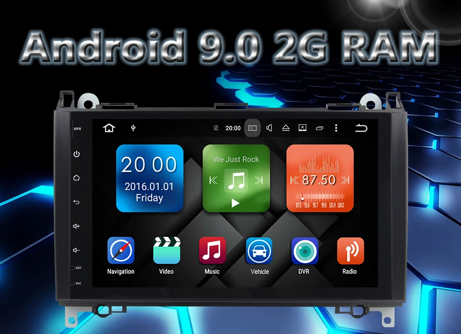 Top Eunavi 2 Din 4 Core Android 9.0 Car radio stereo 2G RAM GPS NAVI for voor Benz B200 Een B Klasse B200 W169 W245 W639 W906 WIFI 1