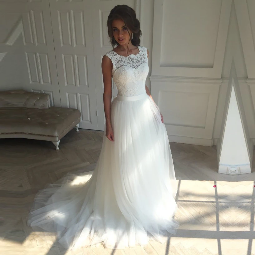 Simply A Line Country font b Wedding b font Dress Soft Tulle Fabric Cheap font b
