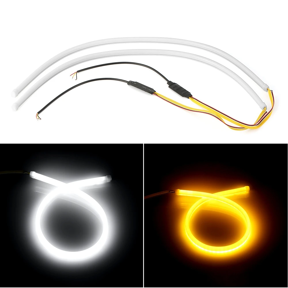 

2 PCS 60cm Car LED Light Strip LED Daytime Running Light Flexible Soft Tube Light Strips White 6000K Car Light Accessories
