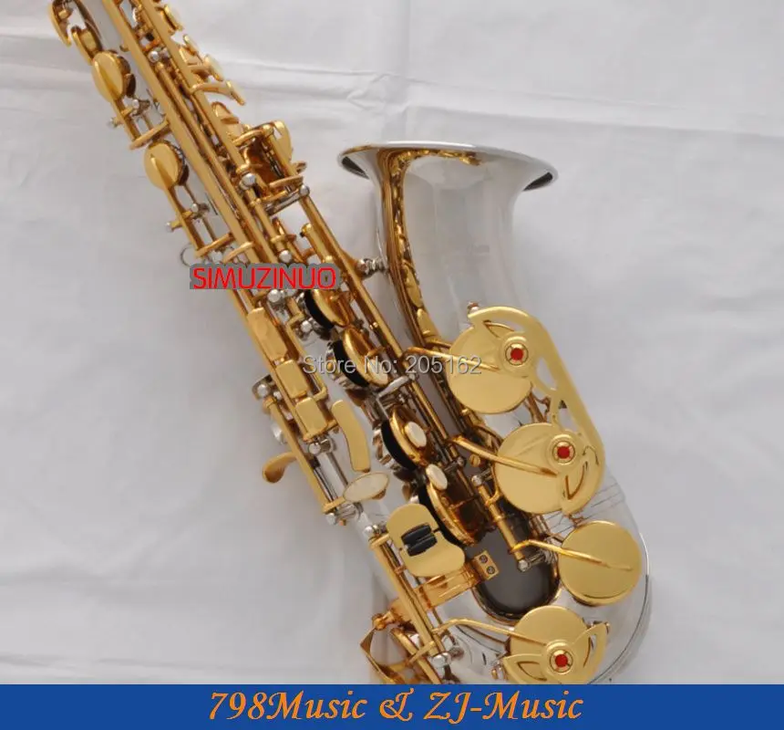 

Professional Nickel Silver Gold Alto Saxophone sax Eb High F# Saxofon New Case